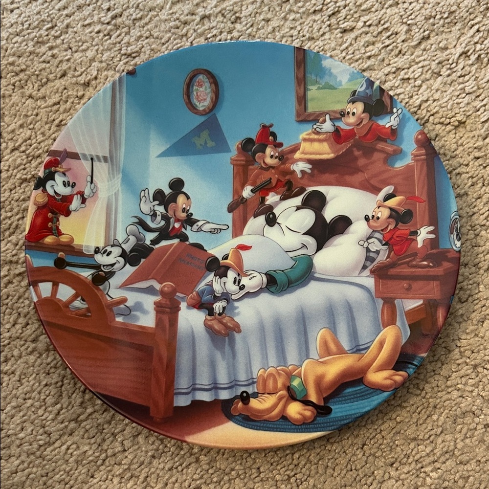 Disney Multicolor Mickey Mouse and Friends Sleepytime Plate.
